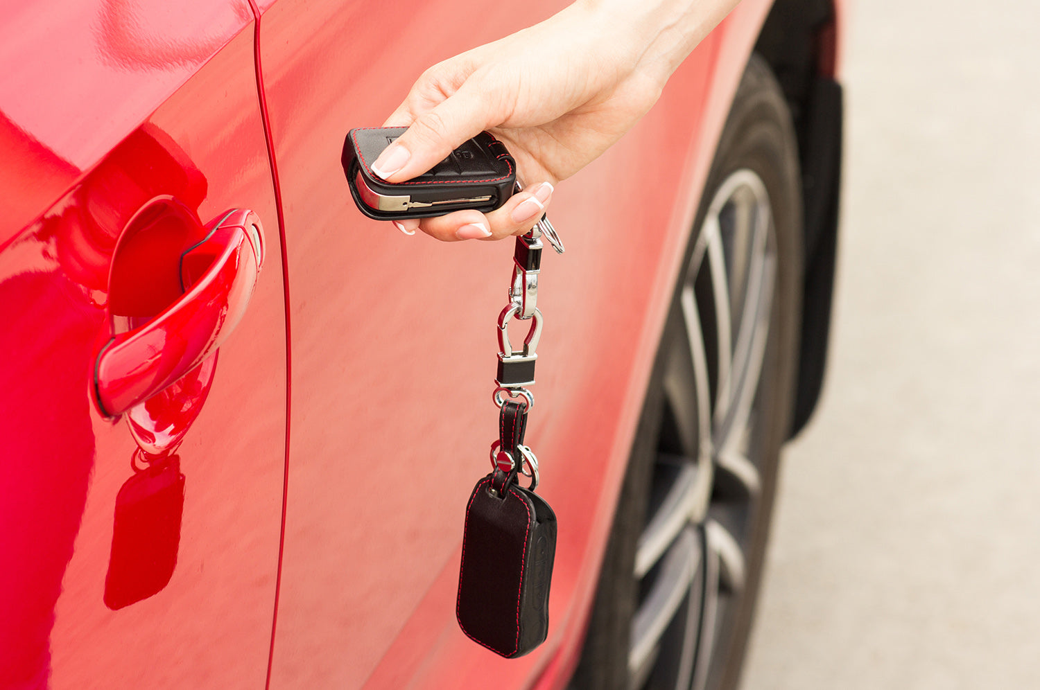 Remote start next to red car