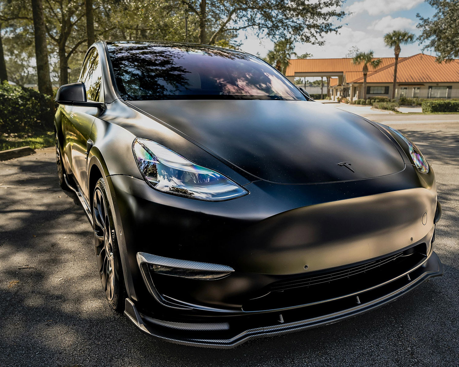 Matte Black Tesla with window tint