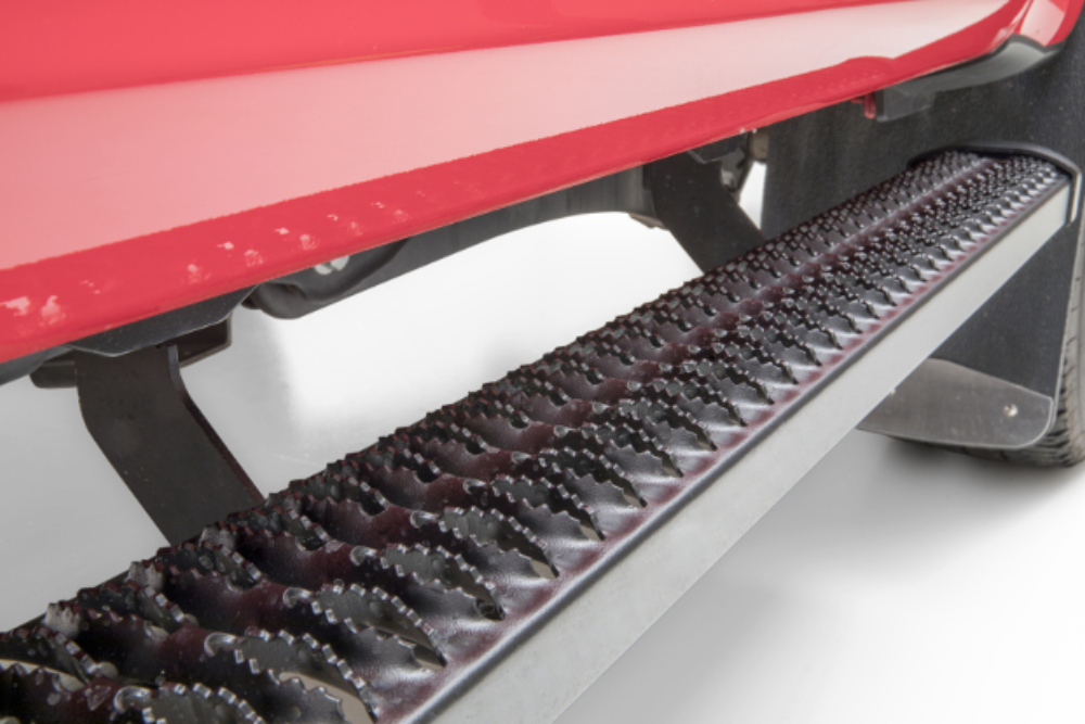 Pick up truck with spike design running board
