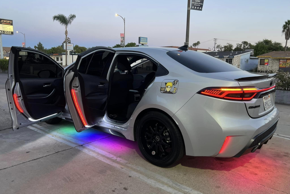Sports car with neon lights
