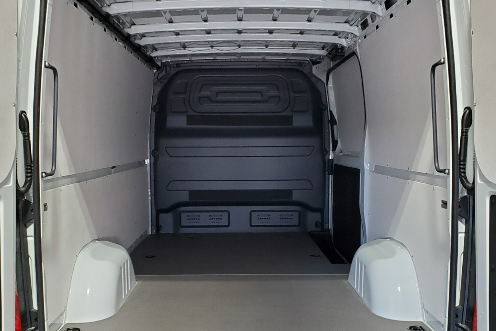 Inside of a van ready for shelving and upgrade