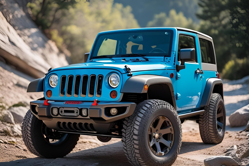 Blue Offroad Vehicle with lifted Tires