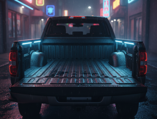 Truck bed with lights