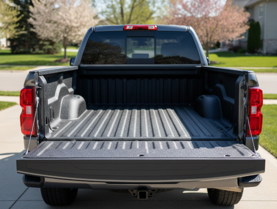 Pick up truck parked outside residence