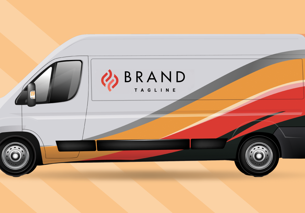 A van being branded with a vibrant logo, showcasing a creative design for effective mobile advertising. A van being branded with a vibrant logo, showcasing a creative design for effective mobile advertising.